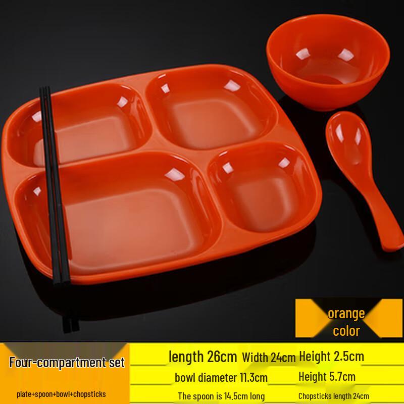 

Thickened Melamine Square Divided Meal Tray