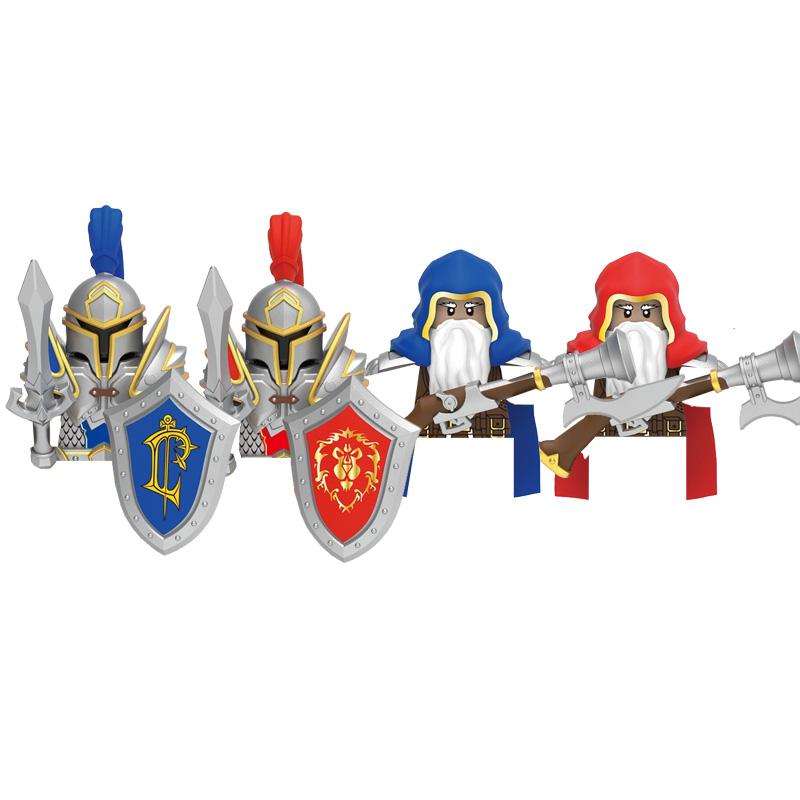 Medieval Soldier Knight Figure MOC Building Block Green Dragon Castle Infantry Orcs Pirate Roman Cavalry Weapons Toys Gifts D122