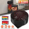 Green 5 Blades Heat Powered Stove Fan Log Wood Burner Quiet Free-standing Home Fireplace Fan Efficient Heat Distribution New