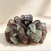 Korean Pleated Print Mesh Hair Claw Clip Women Fashion Elegant Shark Clip Hair Accessory