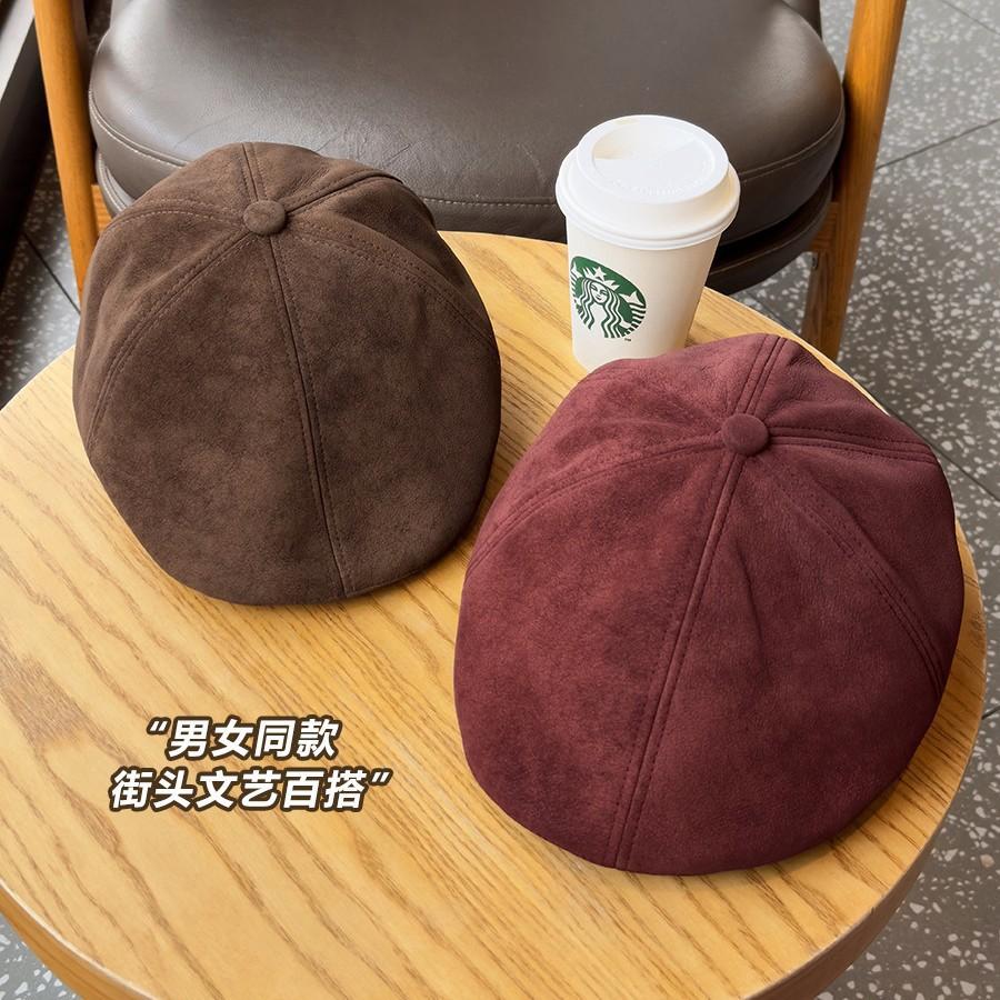 Retro Old Suede Forward Hat Men's and Women's Season Literary British Newsboy Hat Fashion Casual Beret