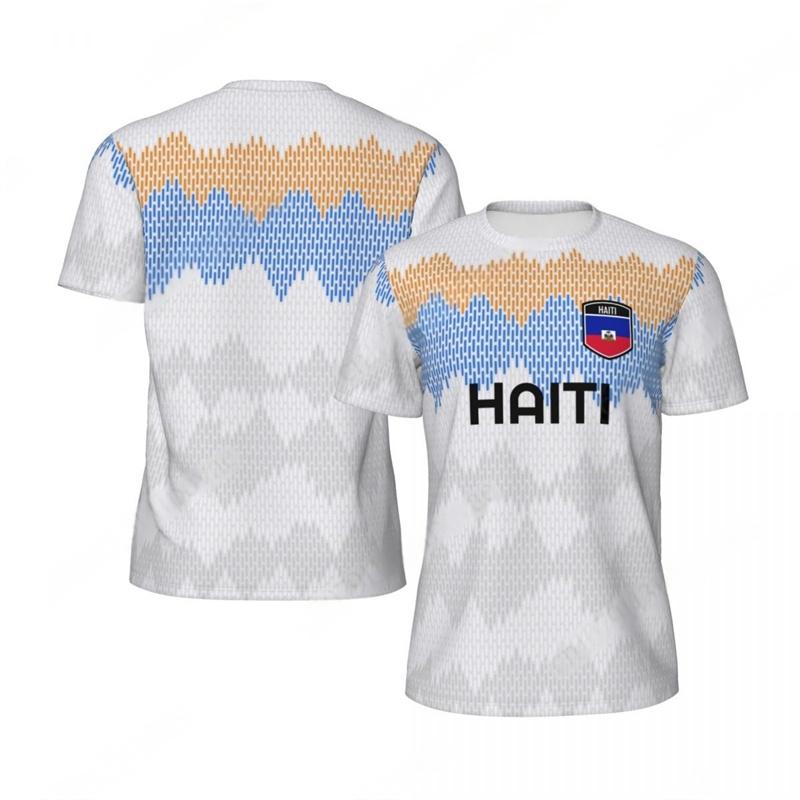 Haiti Flag Football T-shirt Ανδρικό 3D Τυπωμένο T Shirt Παιδική Μόδα Λαιμόκοψη Κοντομάνικο Ποδοσφαιρικό T-shirt Αναπνέον Αθλητικό Φαρδύ T-shirts