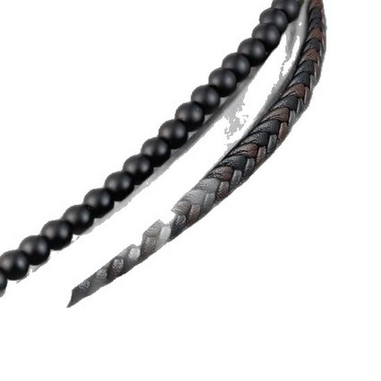 Men's Multi-Layer Leather Bracelet with Natural Volcanic Stone & Titanium Steel