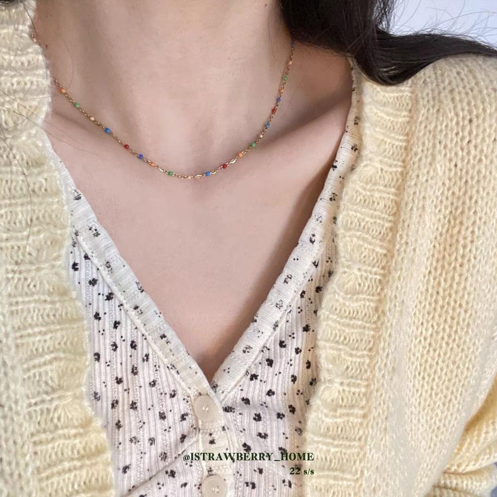Korean Homemade Brand Blogger Colorful Dripping Doudou Female Niche Ins Trendy Cool Hip Hop Neck Chain Necklace