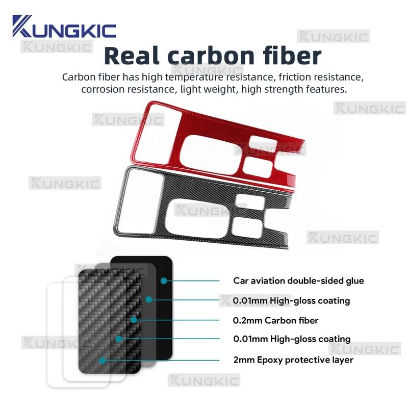Real Carbon Fiber Gear Shift Panel Sticker for Mitsubishi Outlander 2017-2021, Left & Right Hand Drive Car Interior Trim