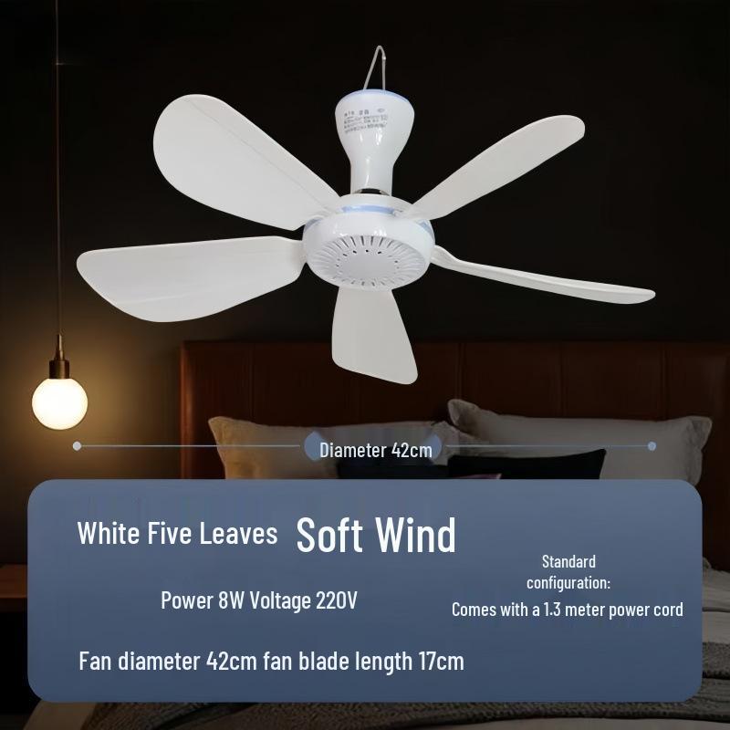 Silent Mini Ceiling Fan for Student Dorm Rooms with Mosquito Net