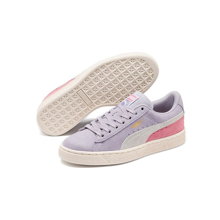 Puma Suede Classic Casual Low-Top Kids Skate Shoes Kids Sneaker Khaki Purple Pink 365073-27