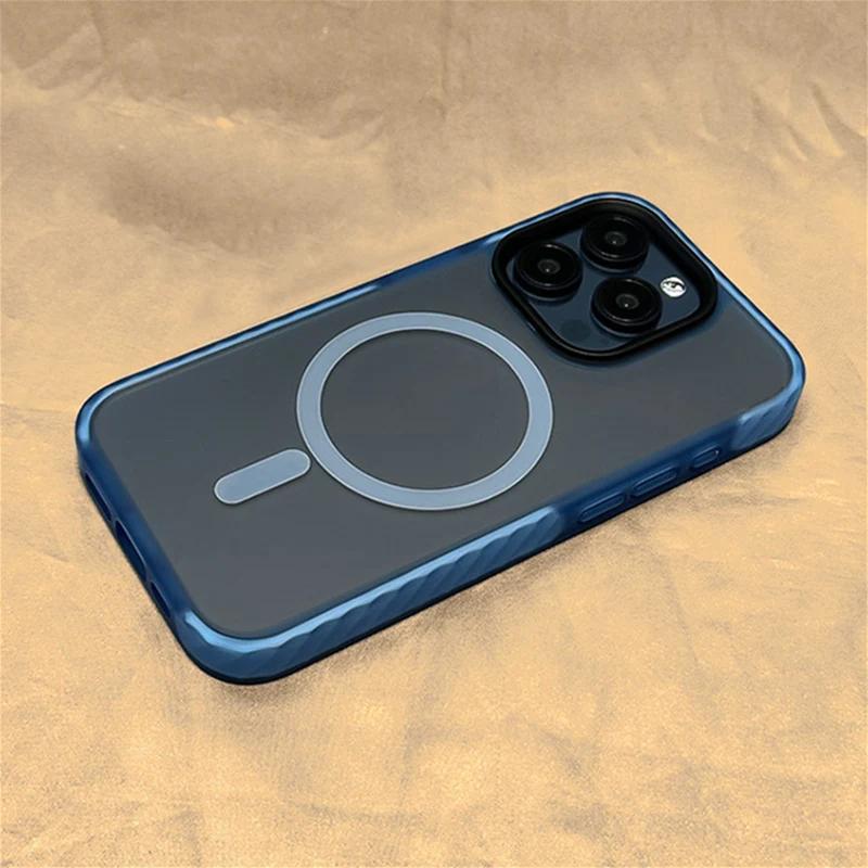 Protiskluzový matný kryt MagSafe pro iPhone 14 15Pro Max 15 13 Pro 12 Bezdrátové nabíjení Matný pevný PC nárazuvzdorný kryt