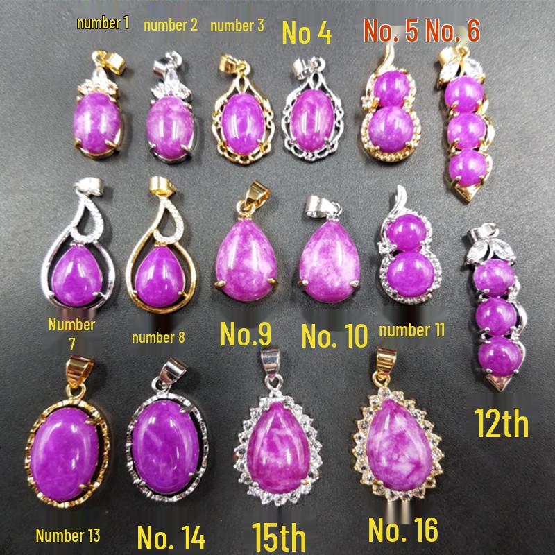Pink Peach Blossom Jade Water Drop and Diamond Necklace Pendant No. 14