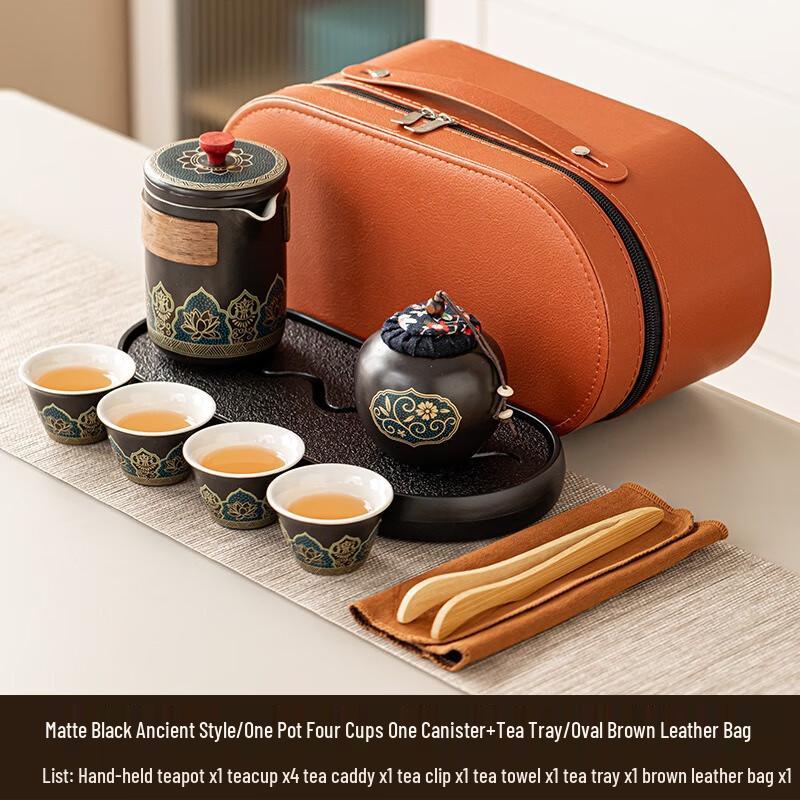 Shang Qi Matte Blue Ceramic Travel Tea Set