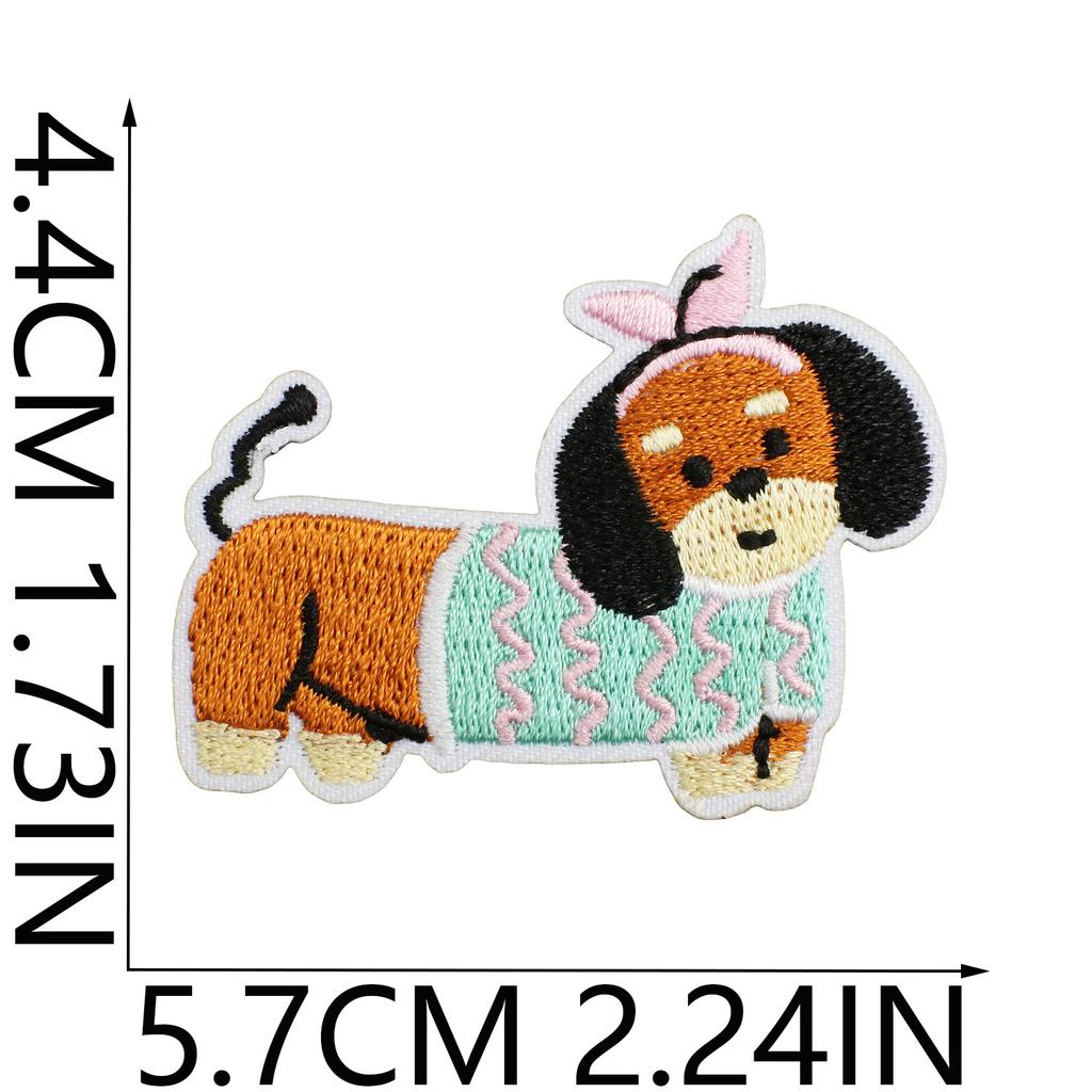 Korean Cute Dachshund Dog Embroidery Cloth Sticker Diy Bag Dress Up Puppy Patch Sticker Computer Embroidery Zhang Zai Ironing