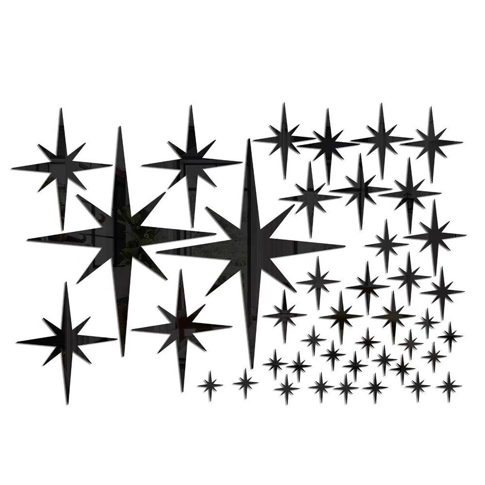 42PCS Starburst Pattern Star Wall Decals Self Adhesive Starburst Wall Stickers  Living Room Decor