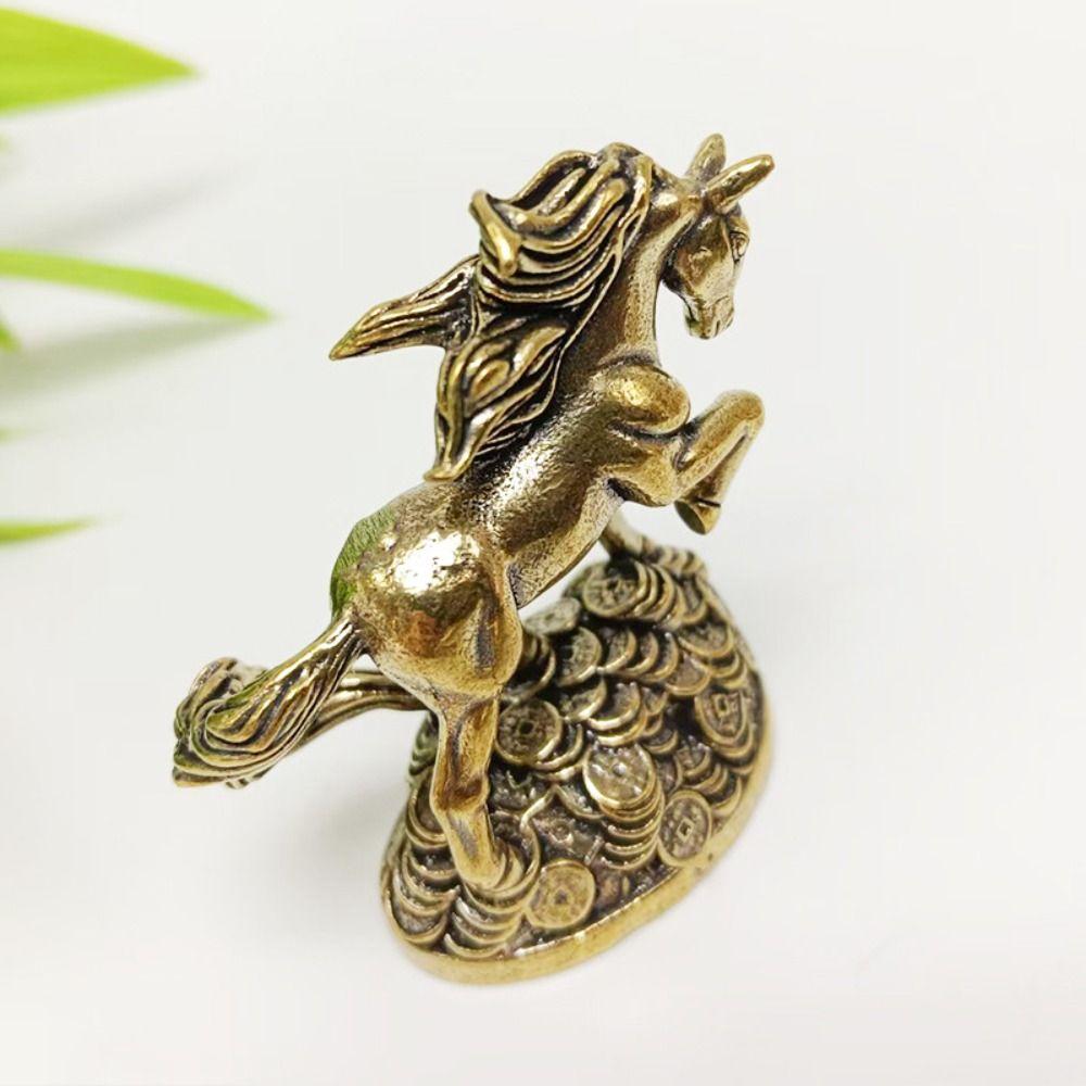 Mini Copper Horse Sculpture Realistic Retro Pony Statue Running Horse Ornaments  Chinese New Year