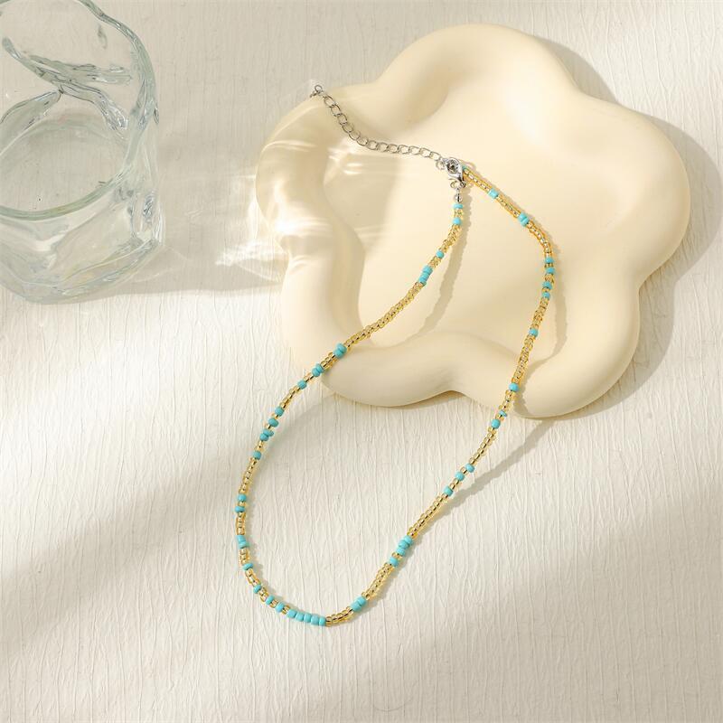 Neue Dopamin-Bonbonfarbe Reiskorn-Halskette, Böhmische Handgemachte Perlen-Halskette Schmuckzubehör