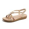 2025 summer fashion bohemian sandals roman style new large size fish mouth flat beach sandals