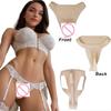 Silikon-Tanga mit künstlicher Vagina Dehnbarer T-Rücken Gaff Höschen für Crossdresser Sissy Cosplay Kostüm Unterwäsche