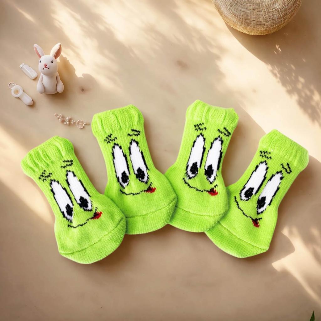 4lots Antiskid Dog Paw Protectors Warm Dog Socks Small Cat Knitted Warm Socks for Indoor and Outdoor Use