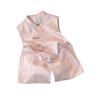 Pink dark pattern jacquard slanted vest women's 2025 early spring new temperament sweet vest