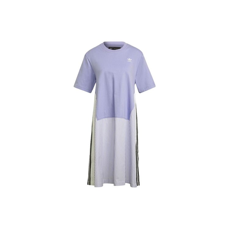 

Adidas Originals Trefoil Round Neck Casual Loose Midi Short Sleeve Dress Women Dresses Light-Purple H59021 2XS