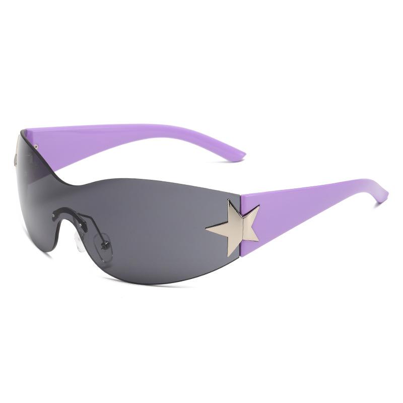 

Trendy Frameless Sun Glasses Star Decoration Integrated One-piece Sun Glasses Sunshade and UV Resistant Sun Glasses