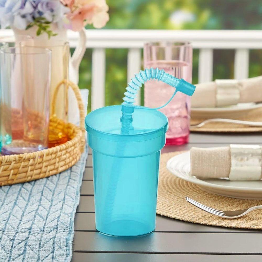 6pcs Spill-Proof Sipper Cups Colourful Drinking Cup Party Drink Cups Straws Cup  Kids