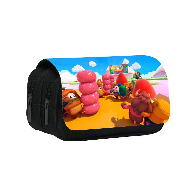 Fall Guys Pencil Case Double Layer Cartoon Stationery Bag For Students And Kids