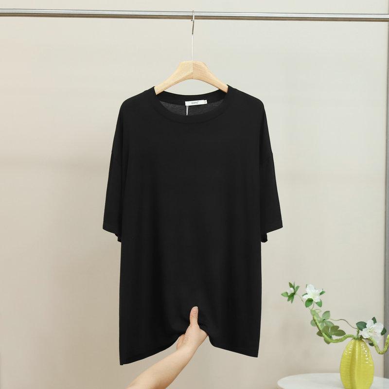 

Women s Plus Size Modal Crew Neck Short Sleeve Tee Oversized Relaxed Lounge Style Casual Versatile Layering Top M чёрный