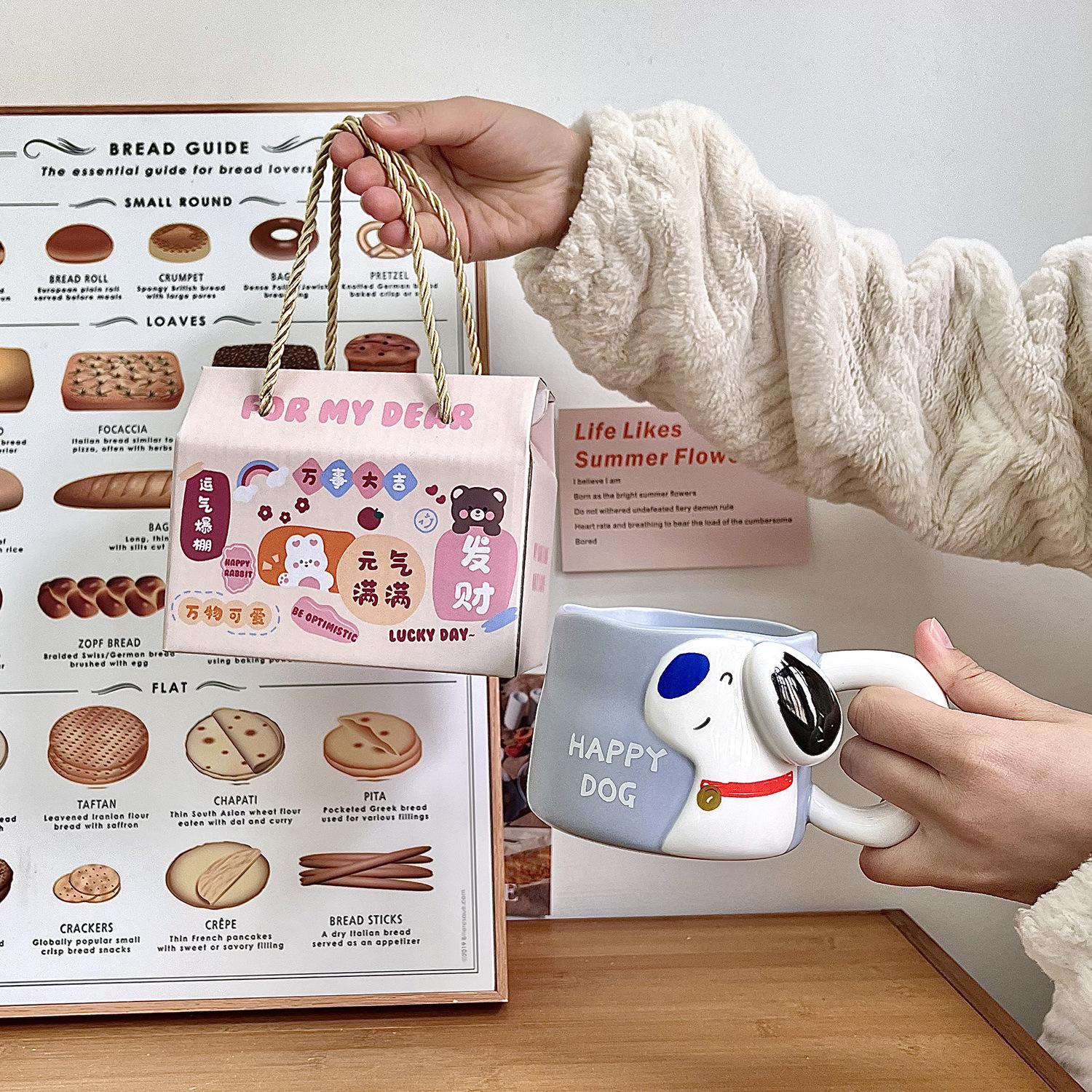 

Милая рельефная кружка с щенком, большая керамическая чашка, парная, для дома, для воды, офисная, для кофе, для завтрака 301-400ml