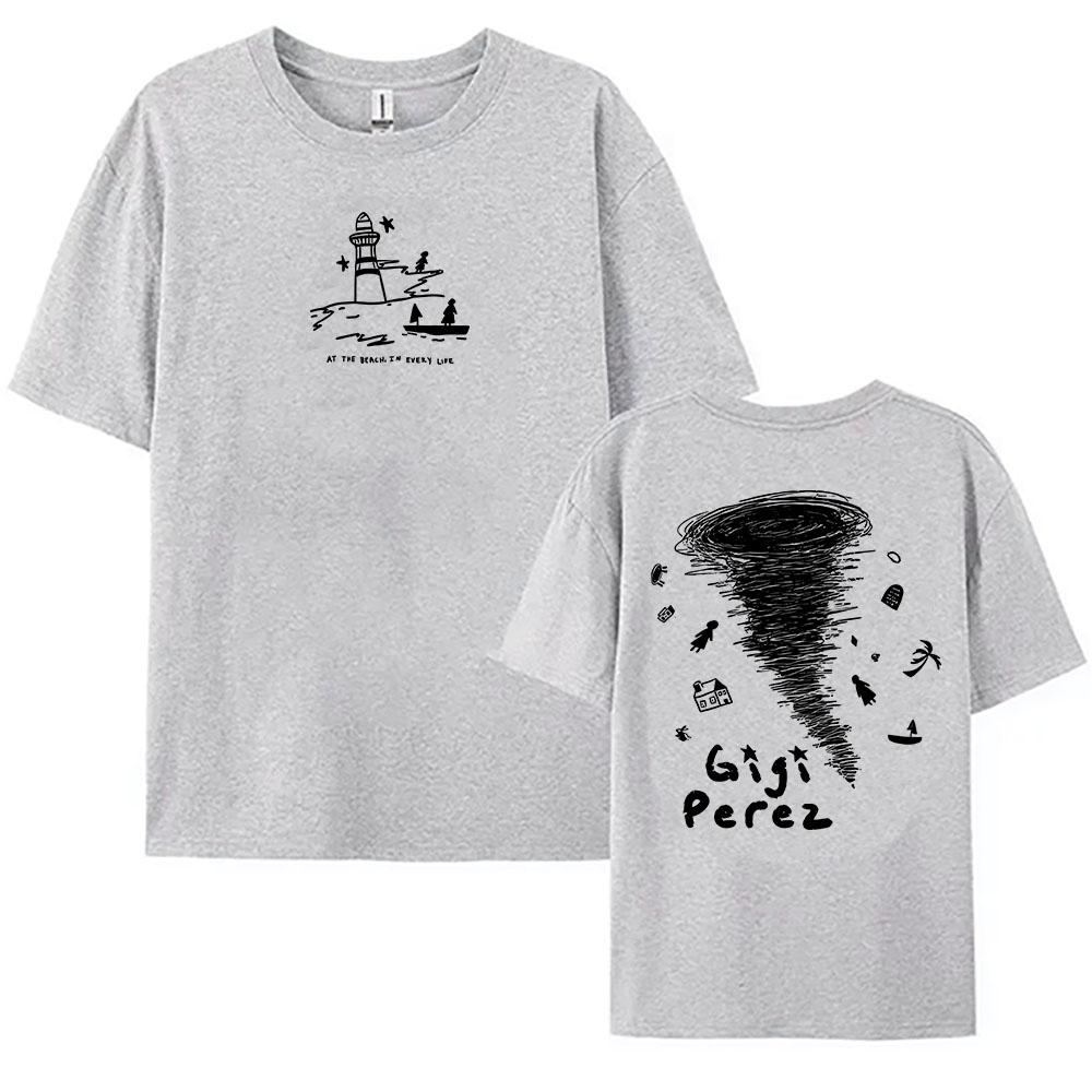 Y2K Gigi Perez Twister Camiseta Preta 2025 LP Na Praia, Em Toda Vida Camisetas Gráficas Unissex Streetwear Unisexga Curta Camisetas