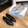 Fashion pointed toe double bowtie flat shoes woman silver leather ballet flats ankle belt T-strap moccasins women mary janes big size 43