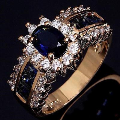 Zircon Ring: Fashionable Blue and Red Design for Men and Women