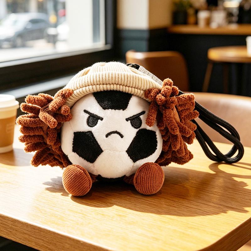 Cartoon Sports Ball Plush Keychain Cute Mini Stuffed Basketball Football Soccer With Hat Soft Toys Kawaii Bag Charm
