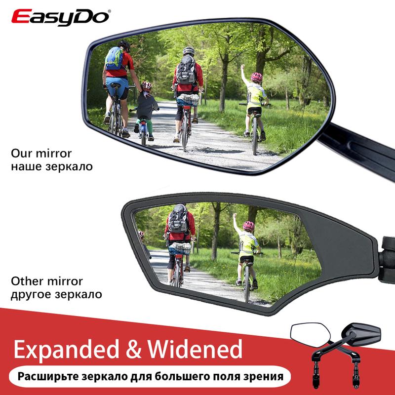 EasyDo Bicycle Rearview Handlebar Mirrors 360 Degree Rotate Cycling Rear View MTB Bike Handle Rearview Mirror