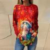Tee Shirts For Women Casual Round Neck Long Sleeve Shirts Christmas Printing Top Pullover