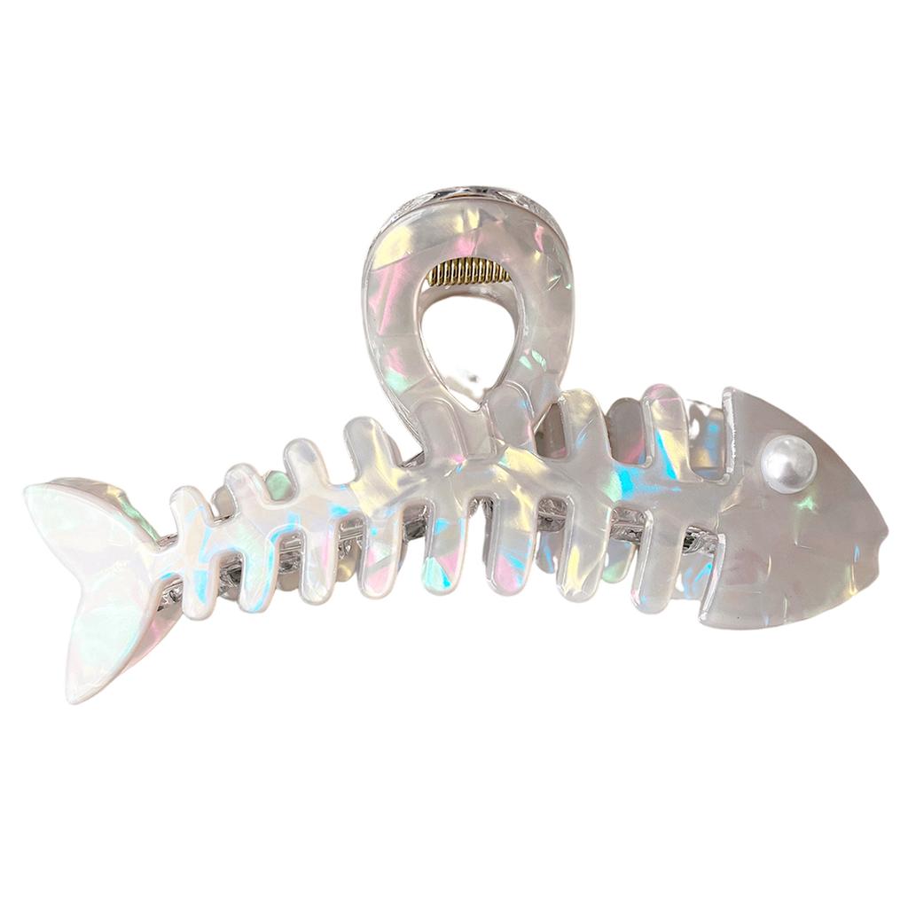 Pearlescent Girls Hair Claw Creative Fish Bone Shaped Shark Gripper For Women Trendy Hair Decor Accessories INS Style Hair Clips