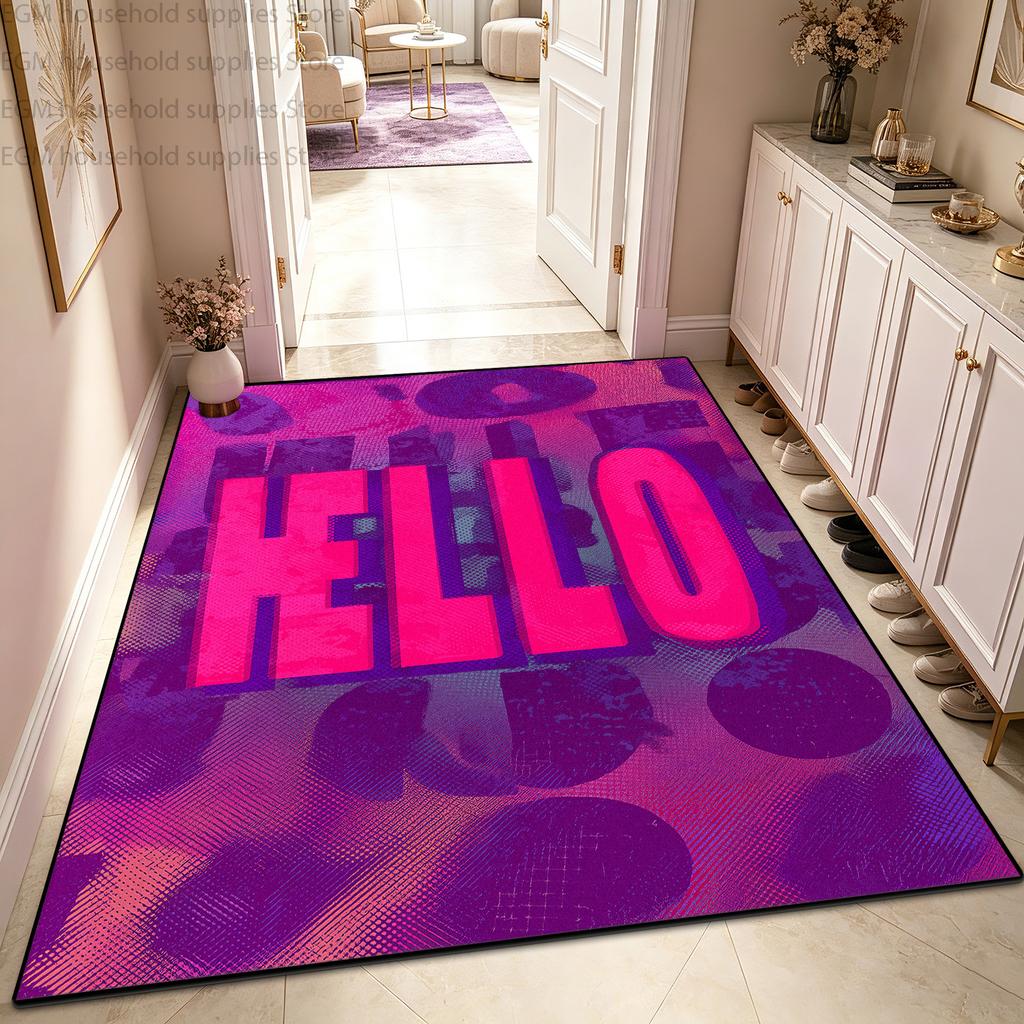 Trendiger Pink-Lila Königin Buchstaben-Druck Teppich Pop Art Schlafzimmer Großer Teppich Weich Rutschfest Waschbar Wohnzimmer Eingang Fußmatten