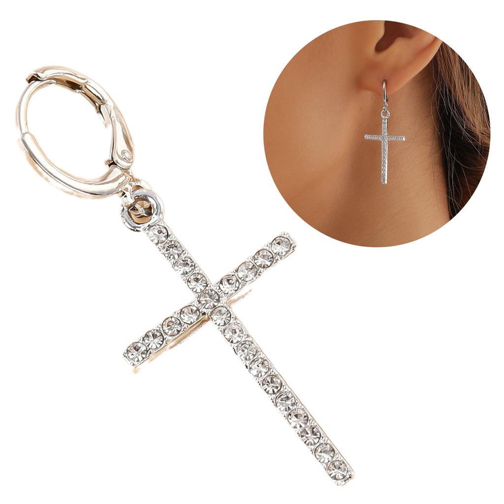 Fashionable Dangle Ear Rings Accessory Trendsetting Geometric Metal Crosses/Heart Pendant Earrings Adornment for Women