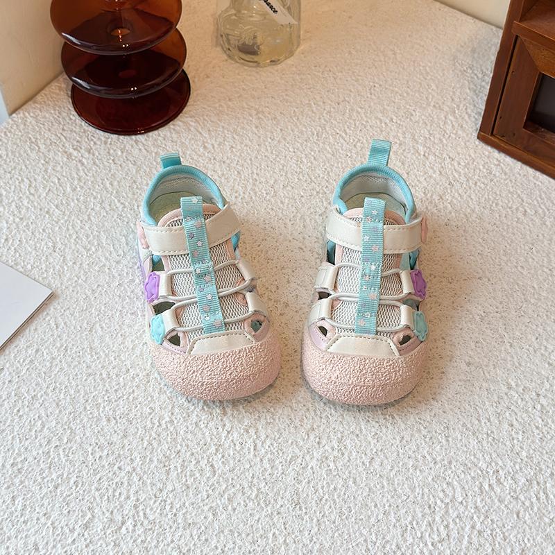 Girls Casual Sandals Mesh Breathable Kids Walking Shoes Toes Capped 2025 Summer Children Princess Shoes Candy Color Soft Sole