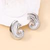 New Vintage medieval retro concave-convex spiral semi-round metal earrings, irregular heavy metal stud earrings
