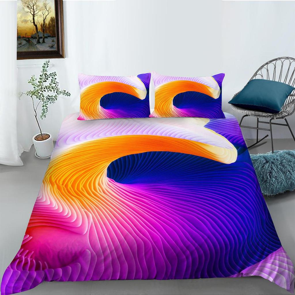 Povlečení s 3D barevným halo tiskem Jednolůžko Jednolůžko v plné velikosti se vzorem písku na polštář a povlak na přikrývku Pratelné a pohodlné Domácí dekorace