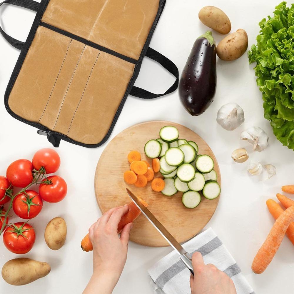 Waxed Canvas Chef Knife Bag Waterproof Knife Roll Bag Durable Chef Tool Storage Bag  for Chefs хаки