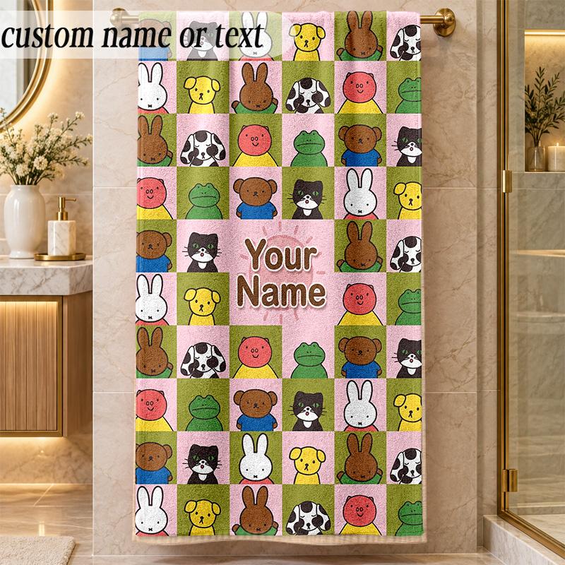 Beach TowelMiffy Custom Name Text Personalized Soft Towel for Beach Pool Indoor Home Decor Gift