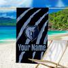 Custom Name Beach Towel Grizzly Marks Logo Design Beach Towel, Soft Microfiber, Gift for Her/Him, Birthday, for Pool, Beach, Travel, Fan gifts