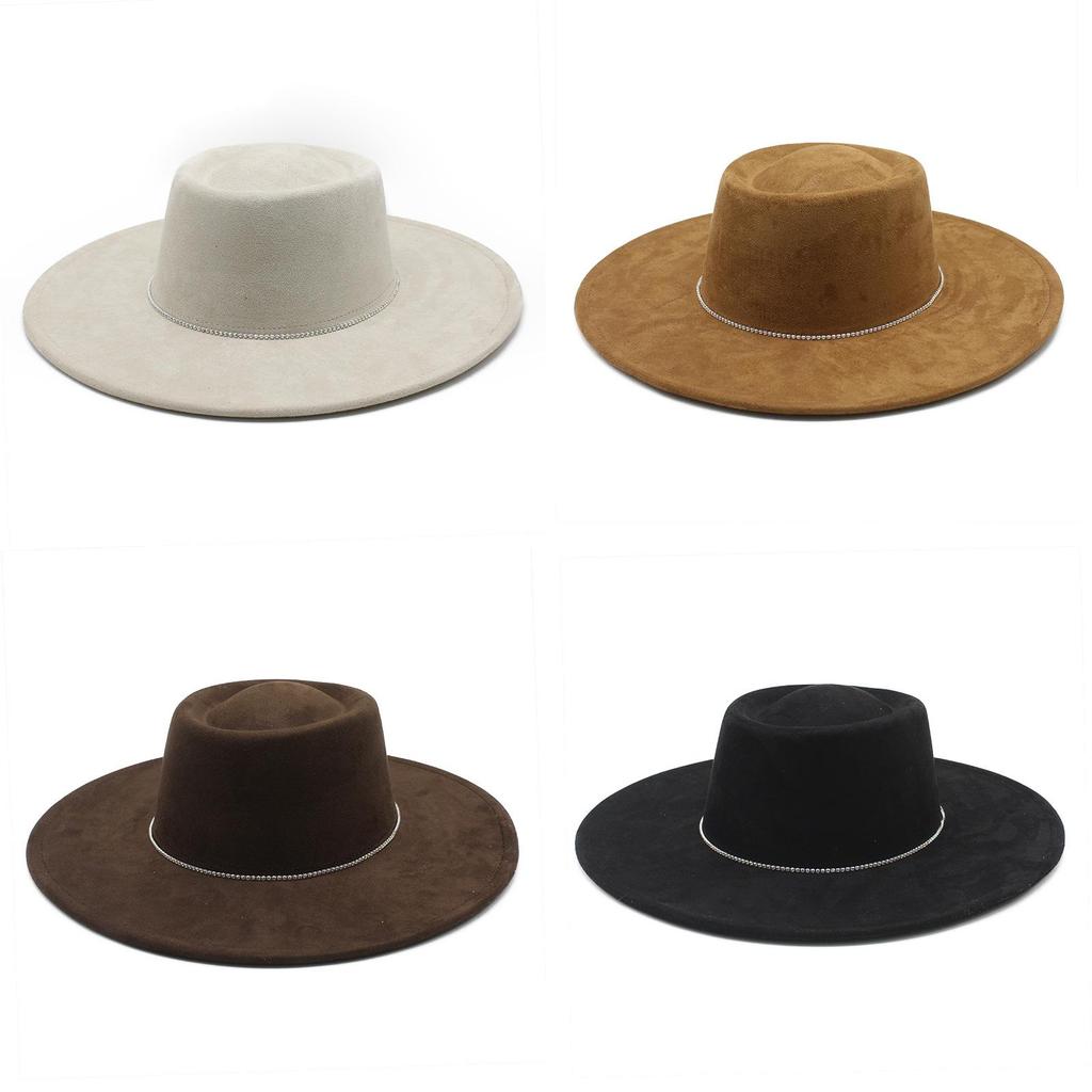 British Style Wool Felt Hat With Large Brim And Vintage Design For Women