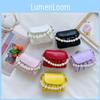 Stylish Childrens Pearl Handle Princess Bag Trendy Ruffled Mini Purse With Chain Strap