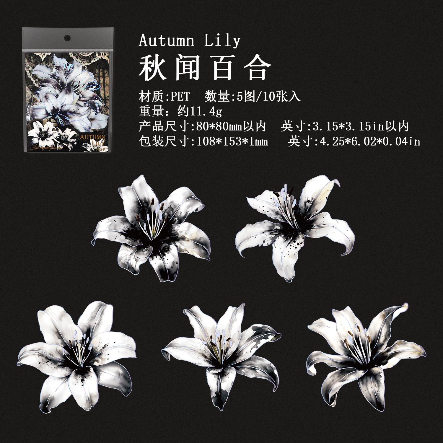 

TIANZI 10pcs/pack Ink Dyed Flowers PET Stickers DIY Scrapbooking Materials Vintage Decorative Junk Journal Sticker Stationery