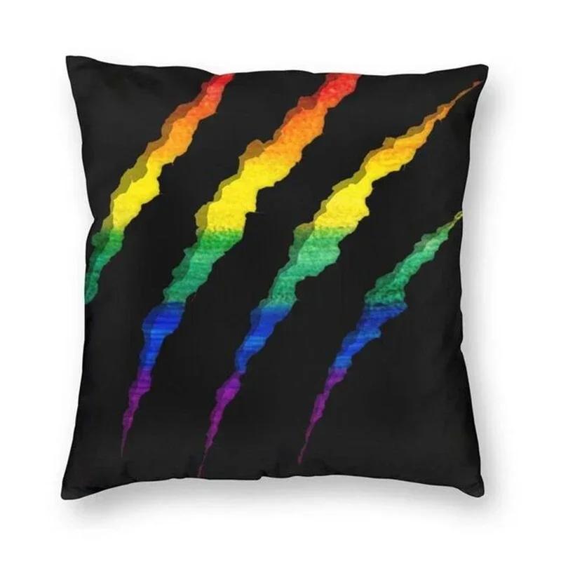 Rainbow Bear Paw LGBT Print Pillow Cover Gay Pride Rainbow Flag Cushion Cover  for Living Room Home Decor