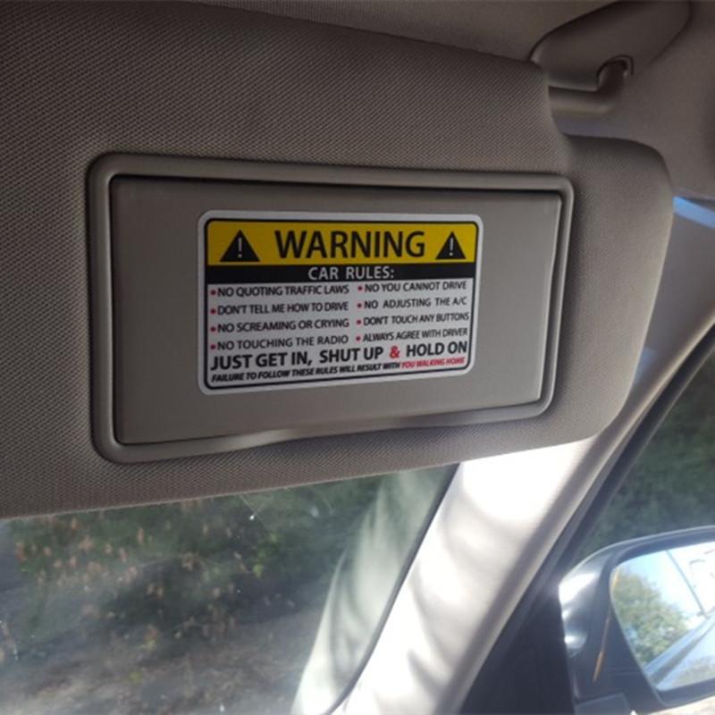 10x6cm Car Safety Warning Rules Decal PVC Auto Sticker For Car Sun Visor Dashboard Seat Trunk Windshield Armrest Car Body Window