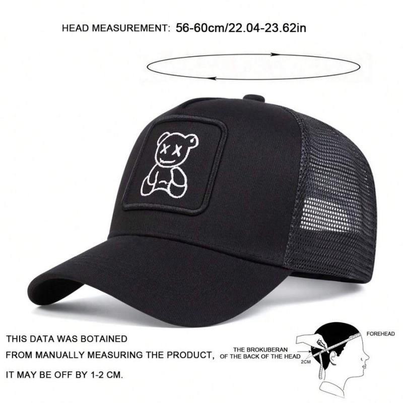 Unisex Embroidered Mesh Baseball Cap With Flat Crown Wide Brim Casual Wear