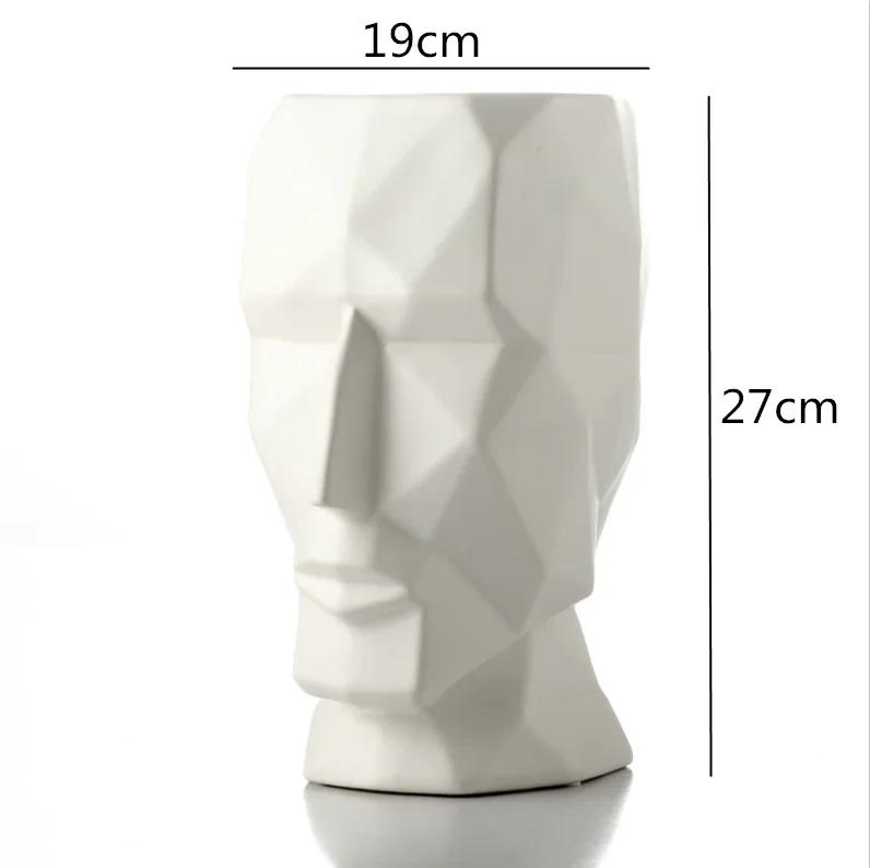 Nordic Ceramics Vase Geometric Origami Abstract Golden Human Head Vases Flower Arrangement Crafts Figurines Home Decoration